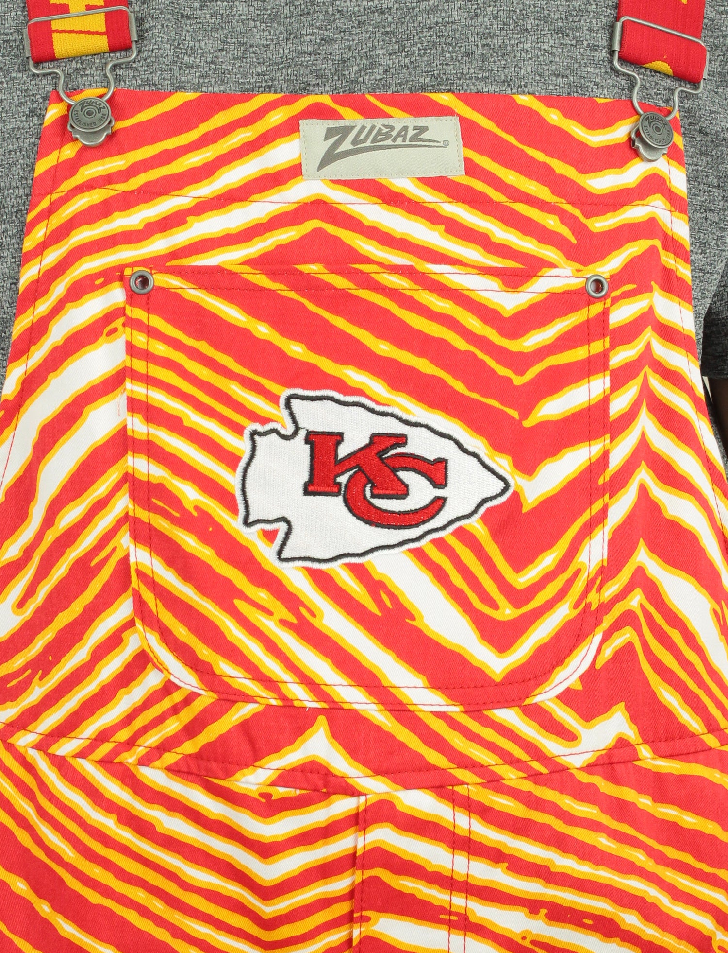 Zubaz NFL Unisex Zebra Lined Bib Overalls for Adult Men and Women, Kansas City Chiefs