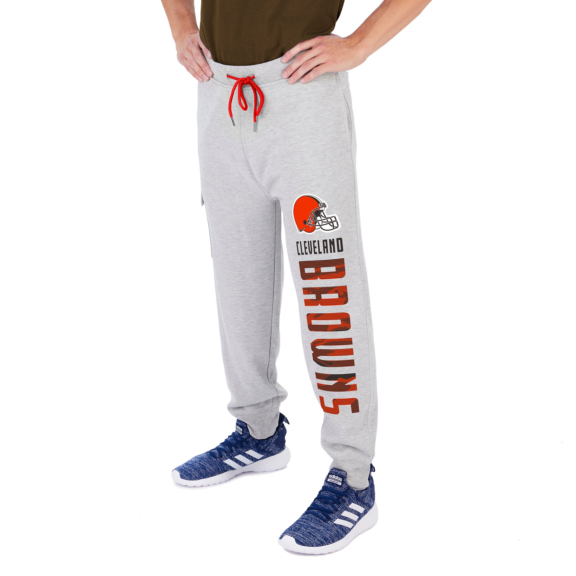 Zubaz Men's NFL Cleveland Browns Heather Gray Cargo Sweatpants