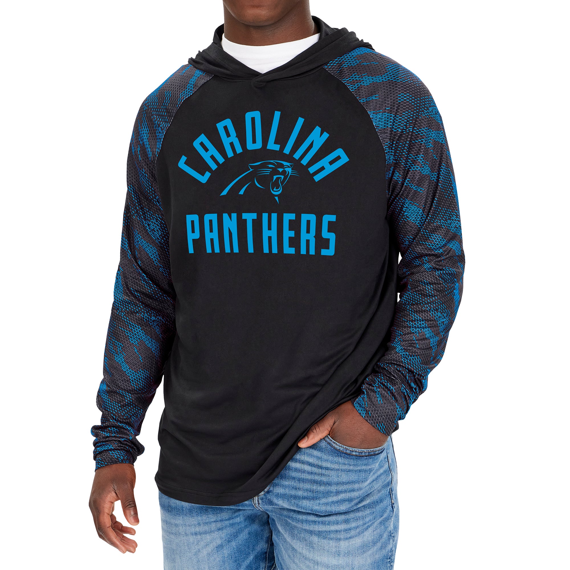 Zubaz NFL Men's Carolina Panthers Viper Print Pullover Hooded Sweatshirt