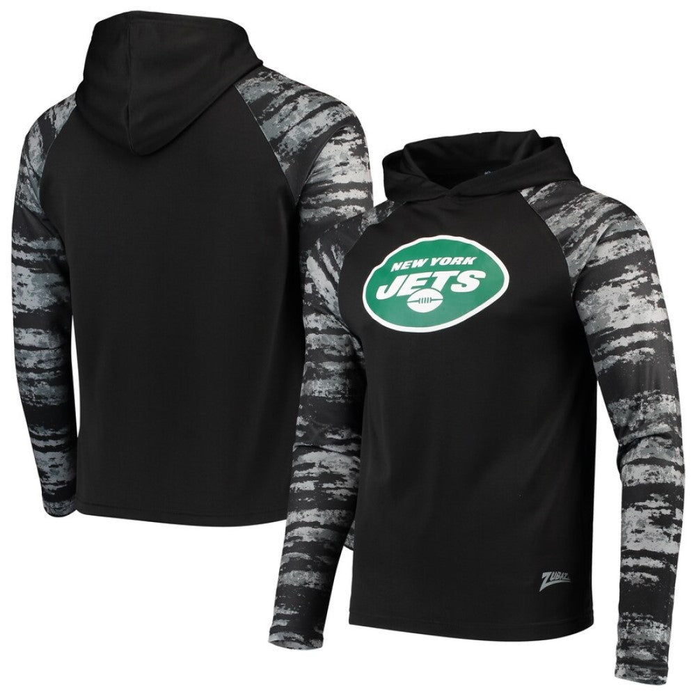 Zubaz NFL Men's New York Jets Oxide Raglan French Terry Pullover Hoodie