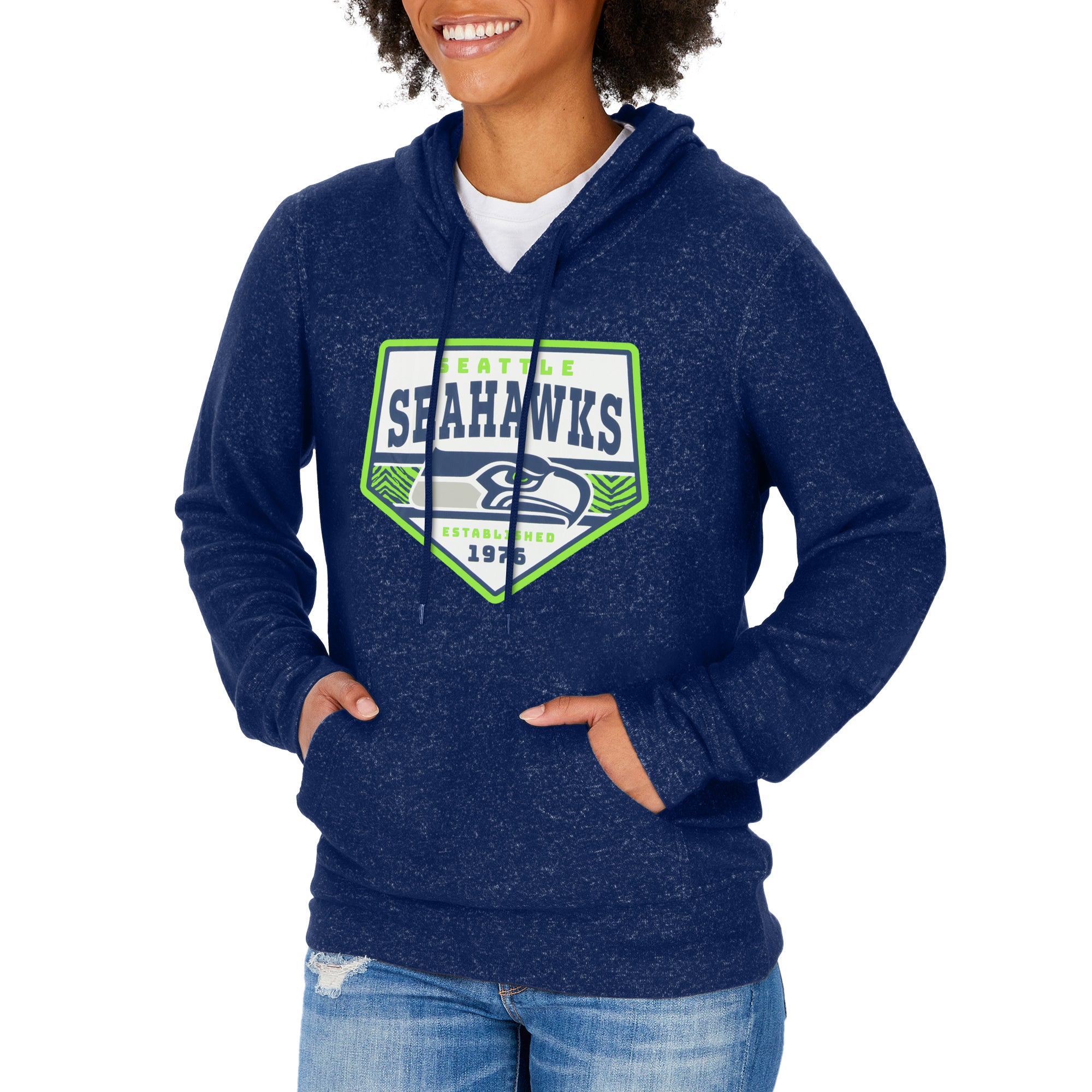 Z*様 【26SS】FCRB 半袖 テック スウェット M ネイビー 紺 Zubaz NFL Women's Seattle Seahawks Team Color Soft Hoodie