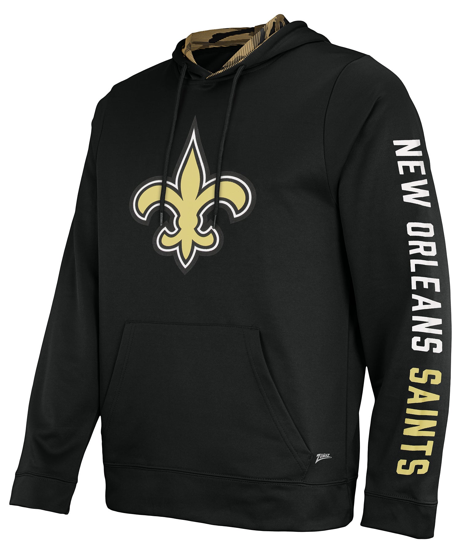 Zubaz NFL Men's New Orleans Saints Solid Team Hoodie with Camo Lined Hood