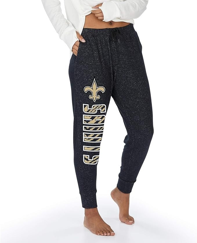 Zubaz NFL Women's New Orleans Saints Marled Soft Joggers