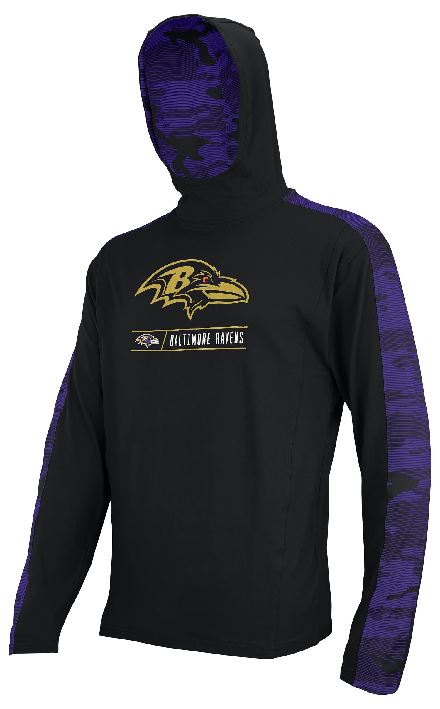 Zubaz NFL Men's Baltimore Ravens Elevated Lightweight Hood w/ Camo Lines Accent