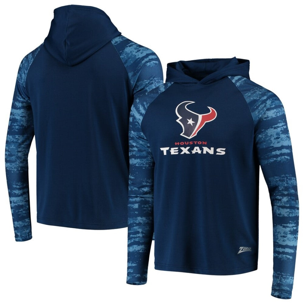 Zubaz NFL Men's Houston Texans Oxide Raglan French Terry Pullover Hoodie