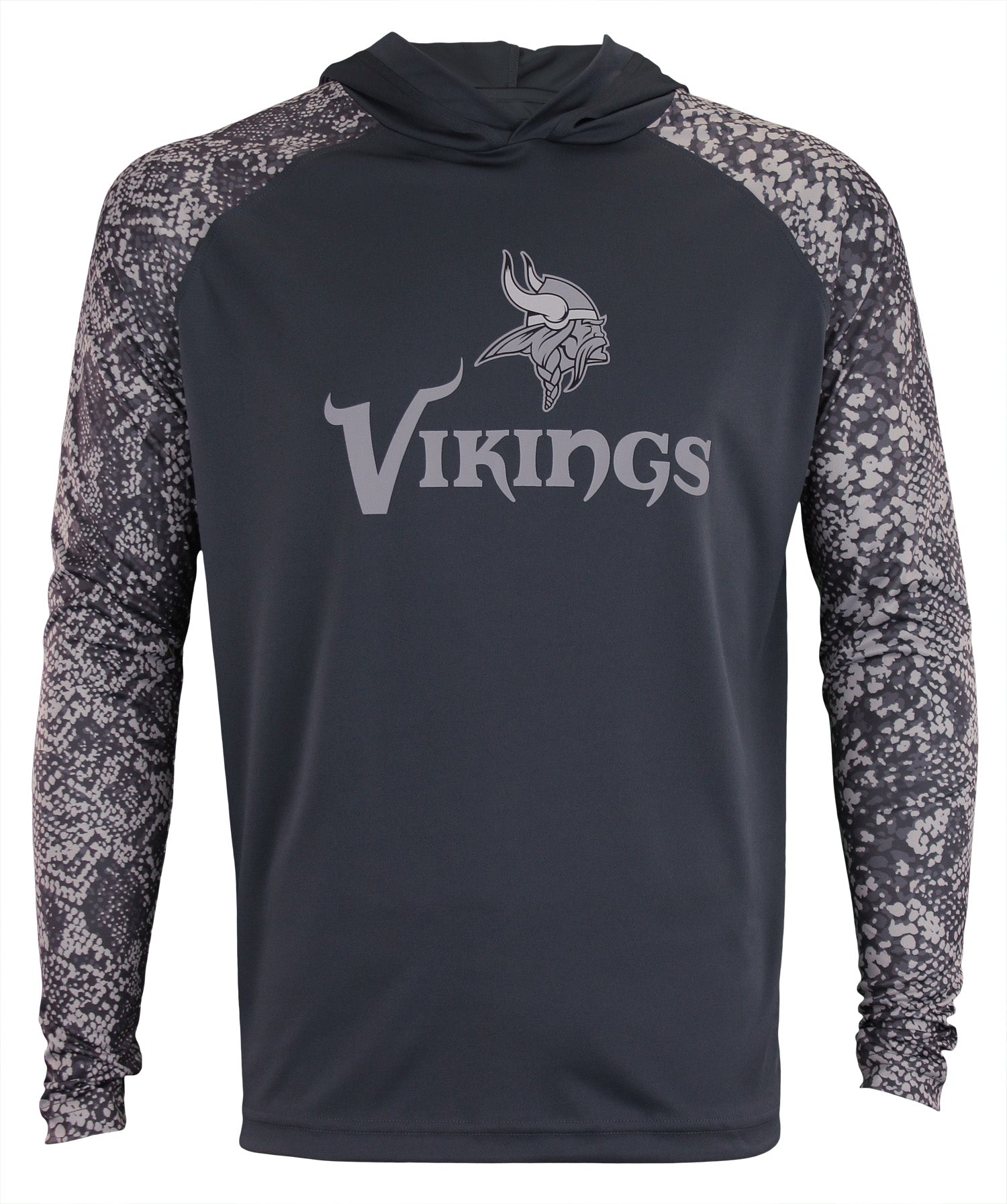 Zubaz NFL Men's Minnesota Vikings Gray Post Light Weight Hoodie