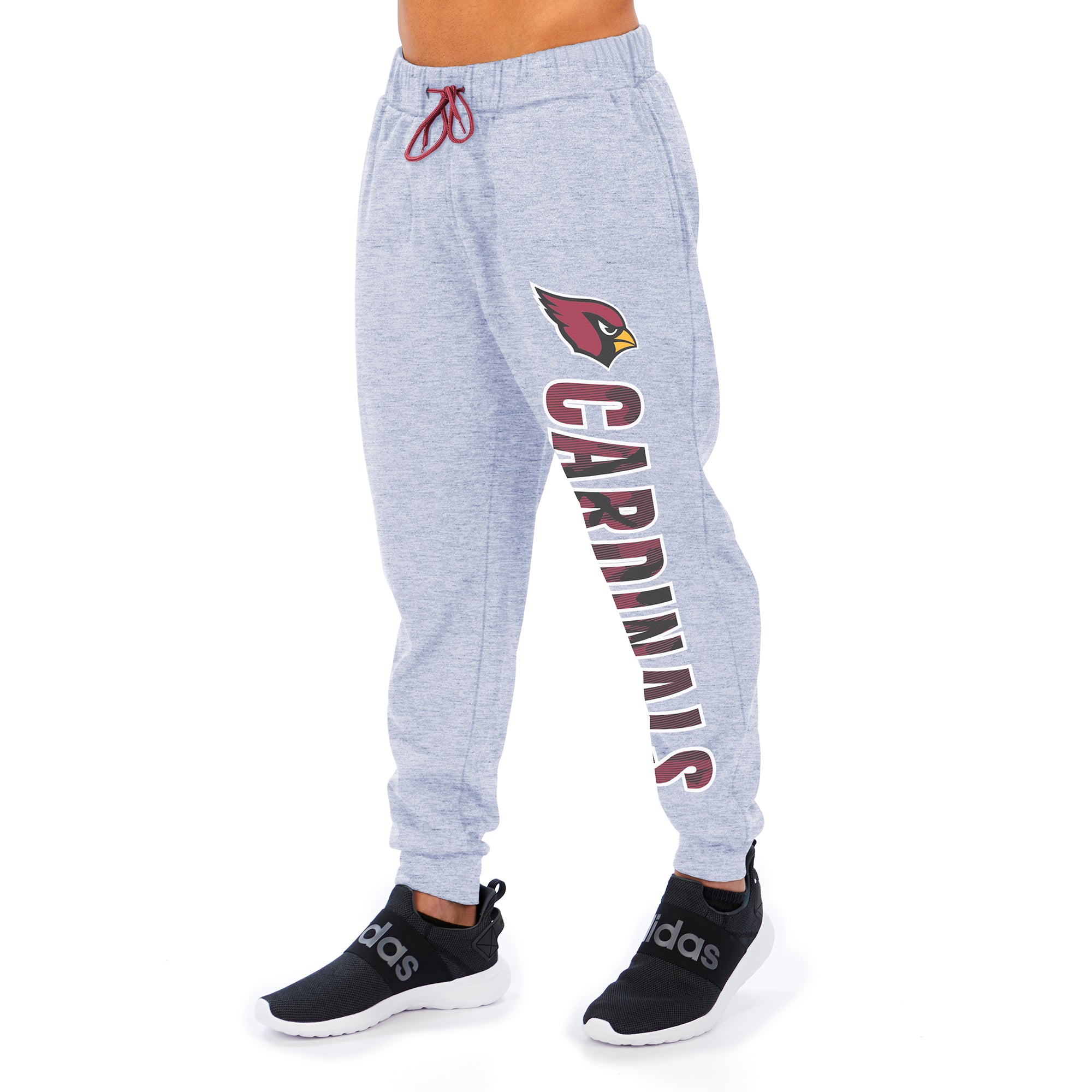 Zubaz Men's NFL Arizona Cardinals Heather Gray Jogger with Camo Lines Graphic