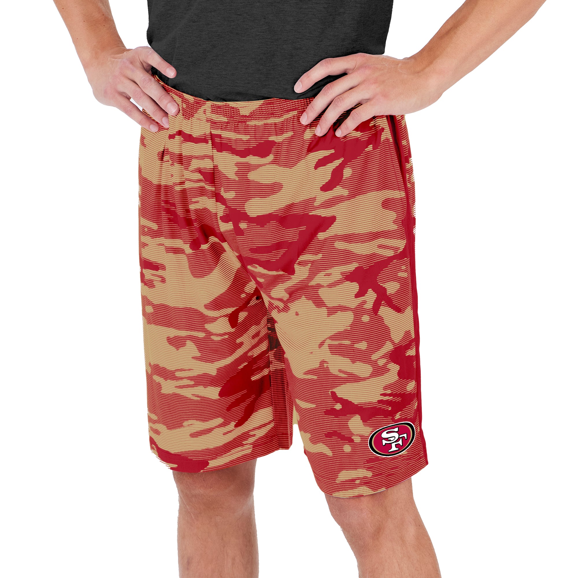 Zubaz Men's NFL San Francisco 49ers Lightweight Camo Lines Shorts with Logo