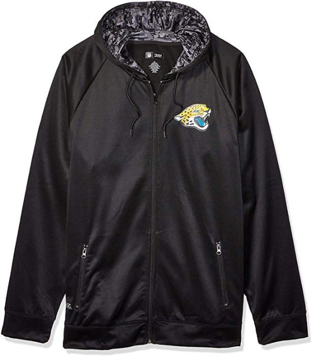 Zubaz NFL Men's Jacksonville Jaguars Full Zip Digital Camo Hood Hoodie, Black
