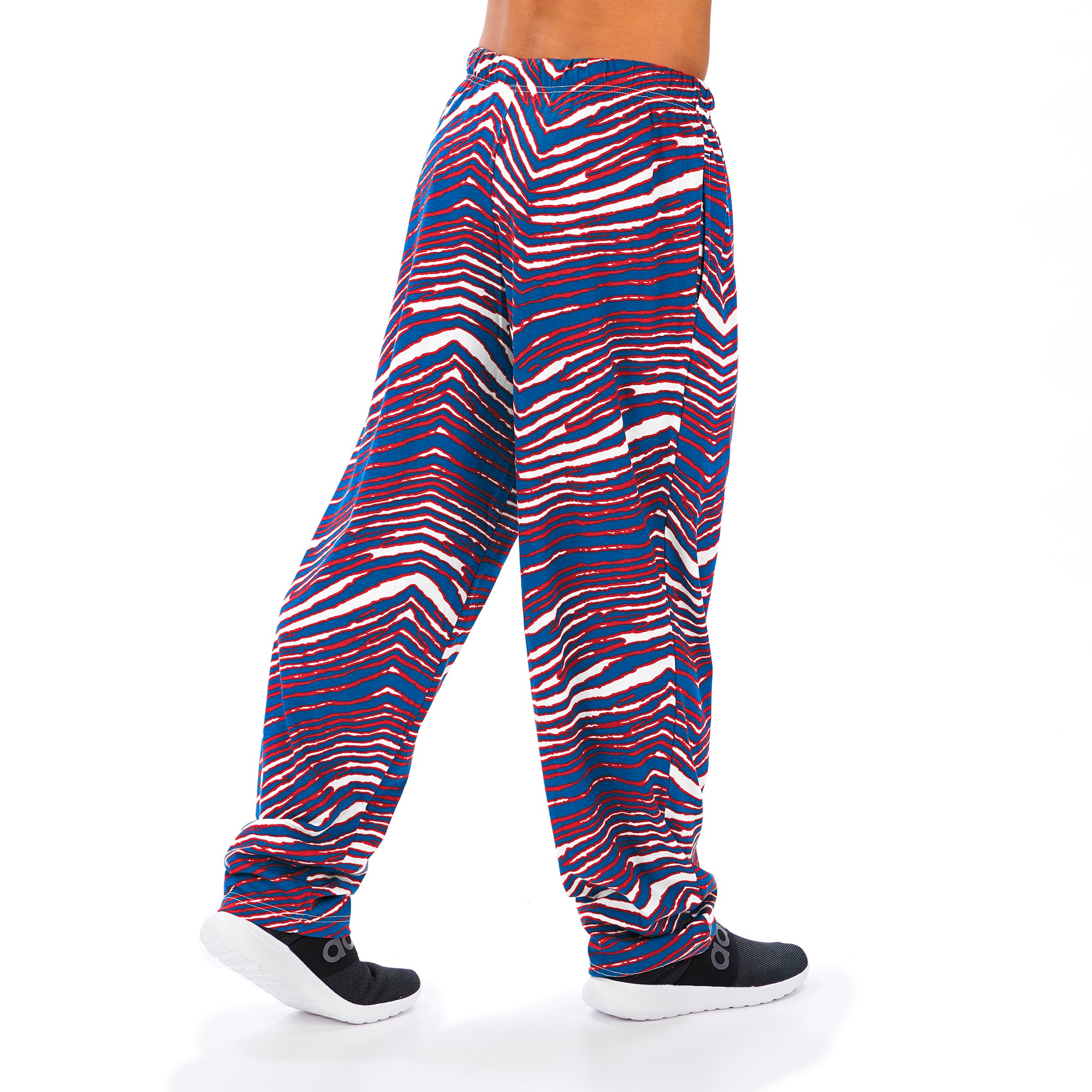 Zubaz Men's BUFFALO BILLS NEW BLUE/RED ZEBRA PANT LEFT HIP LOGO