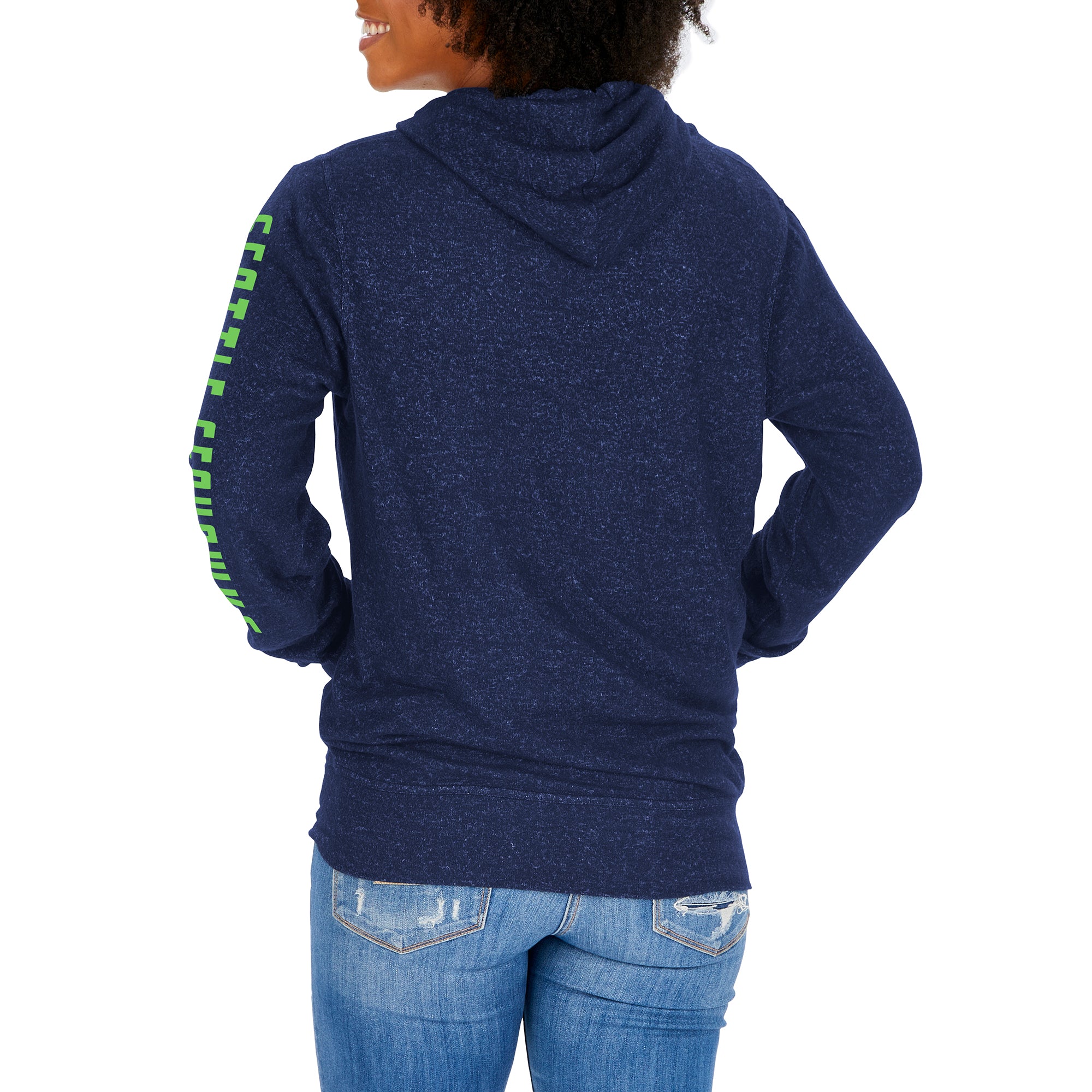 Zubaz NFL Women's Seattle Seahawks Marled Soft Pullover Hoodie