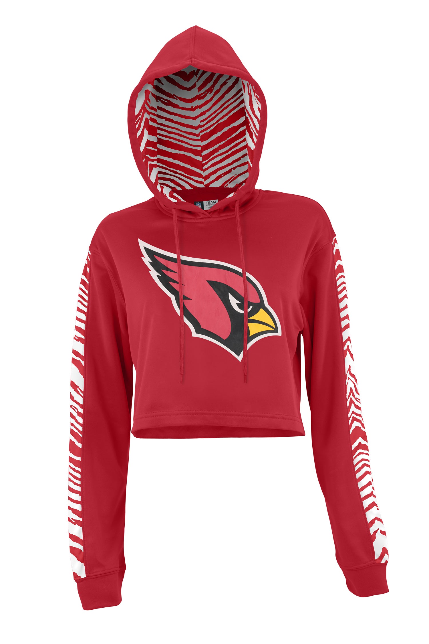 Zubaz NFL Women's Arizona Cardinals Zebra Team Logo Crop Top Hoodie