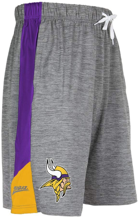 Zubaz NFL Football Men's Minnesota Vikings Tonal Gray Space Dye W/Solid Stripe Shorts