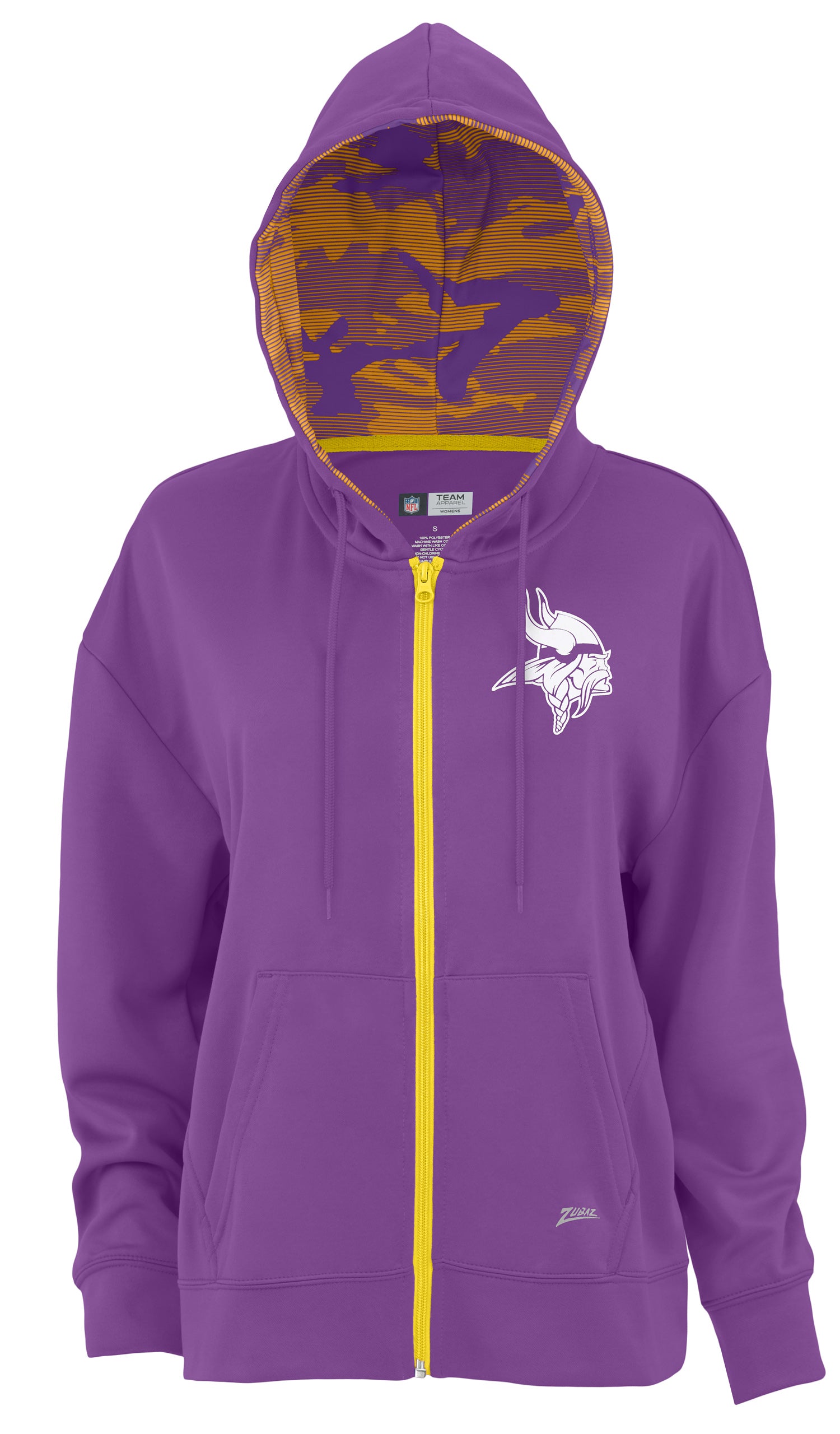 Zubaz NFL Women's Standard Full Zip Hoodie Minnesota Vikings