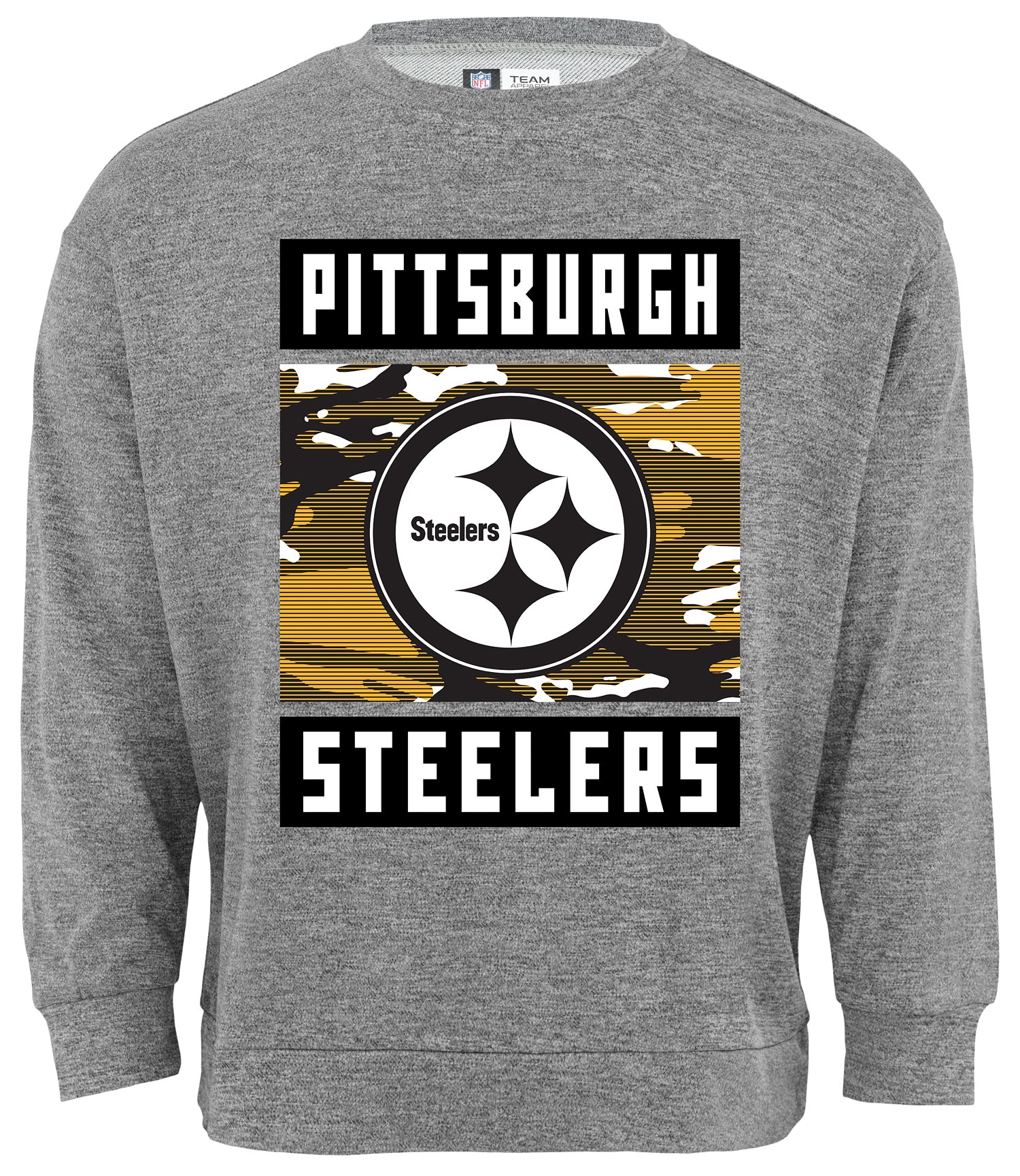 Zubaz NFL Men's Pittsburgh Steelers Heather Grey Camo Team Crewneck Sweatshirt