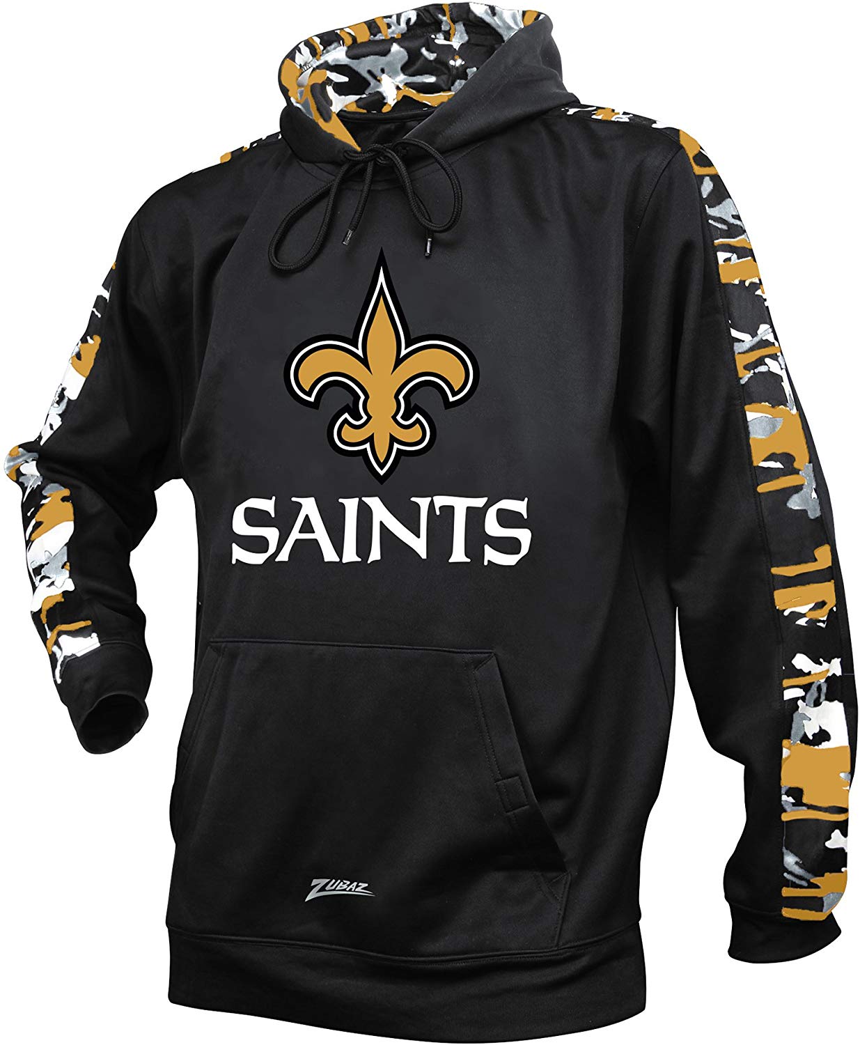 Zubaz NFL Men's New Orleans Saints Pullover Hoodie with Camo Print