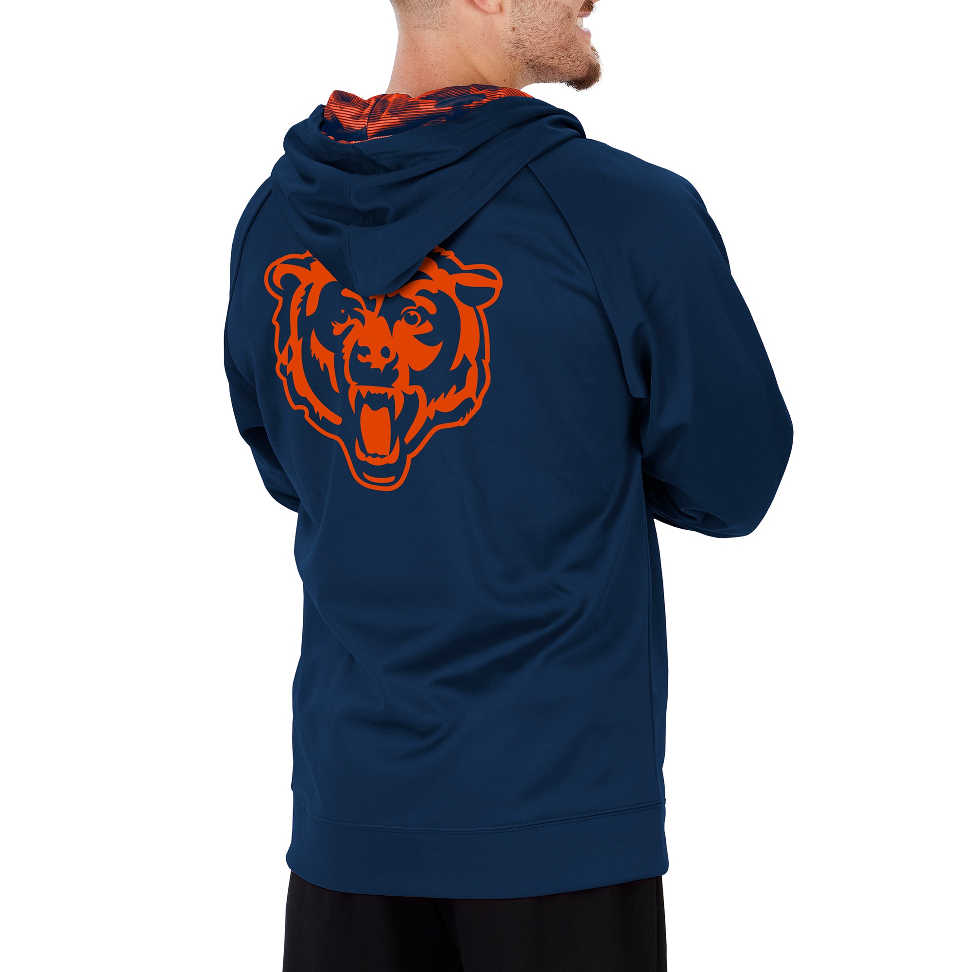 Zubaz NFL Men's Chicago Bears Full Zip Hoodie With Team Color Camo Lines