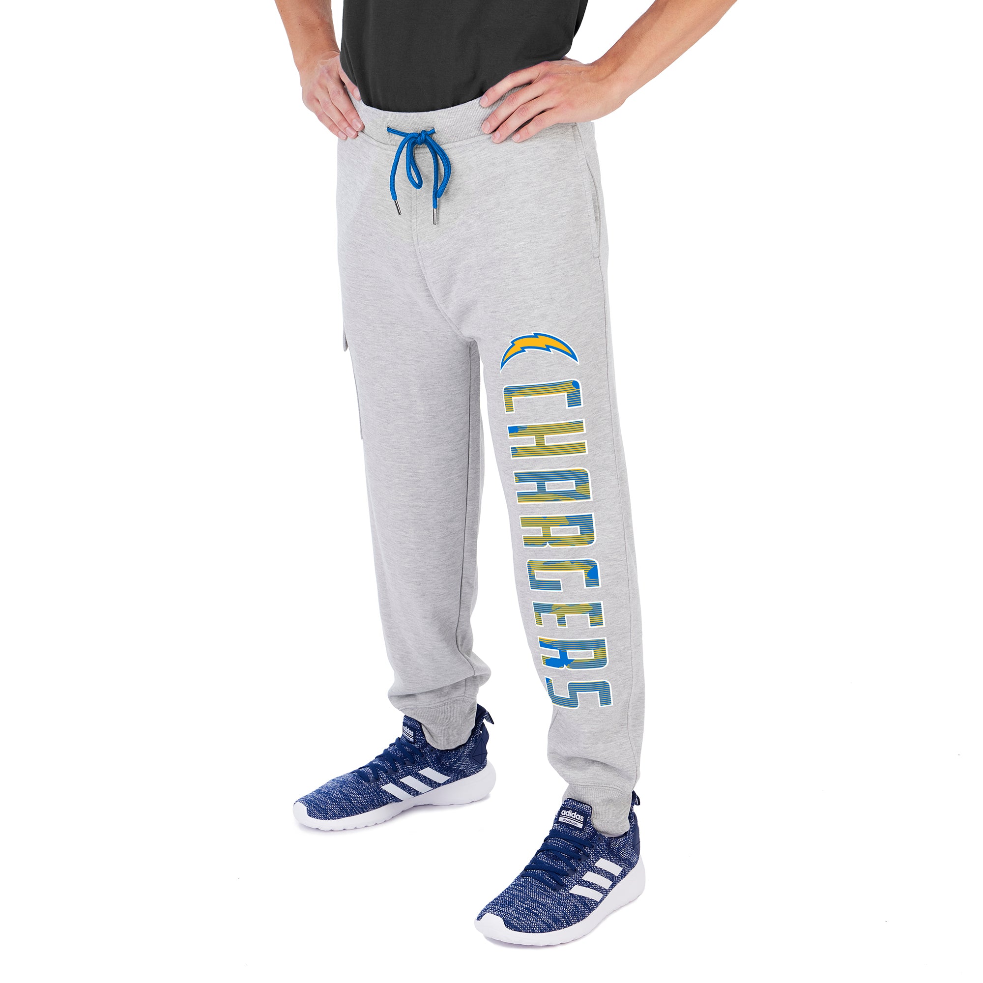 Zubaz Men's NFL Los Angeles Chargers Heather Gray Cargo Sweatpants