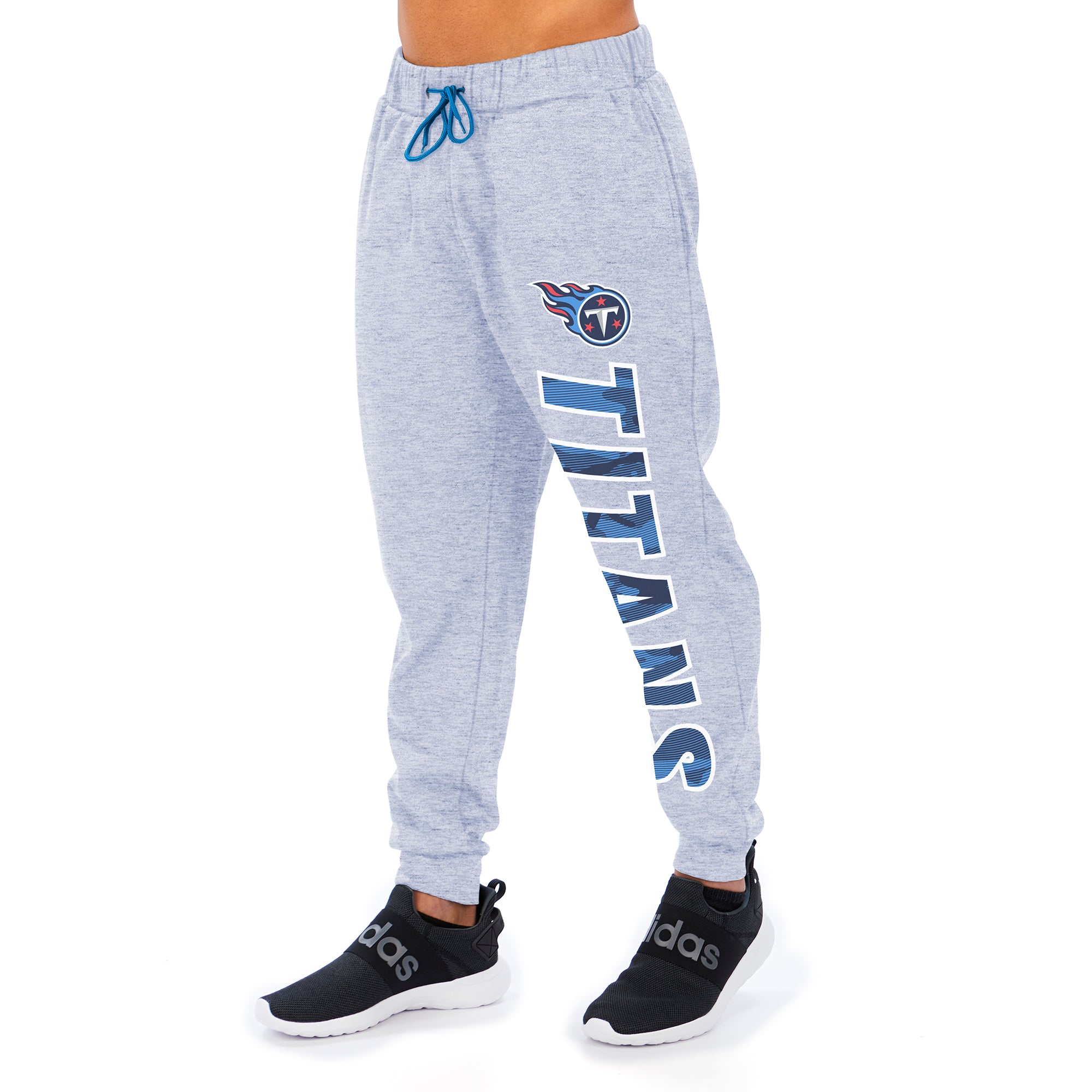 Zubaz Men's NFL Tennessee Titans Heather Gray Jogger with Camo Lines Graphic