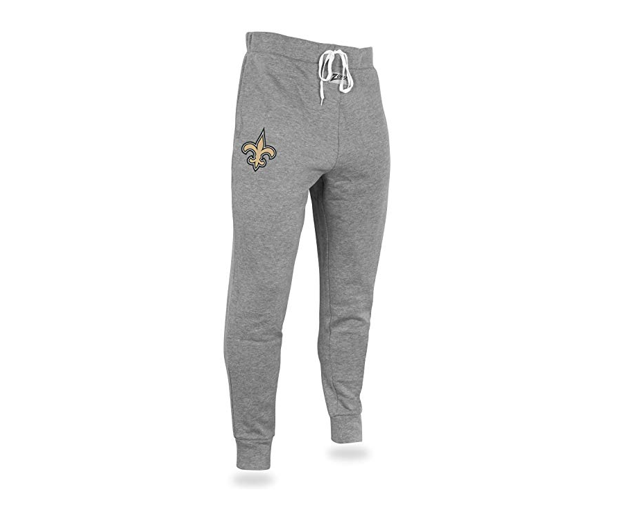 Zubaz NFL Men's New Orleans Saints Solid Gray Team Logo Jogger Pants