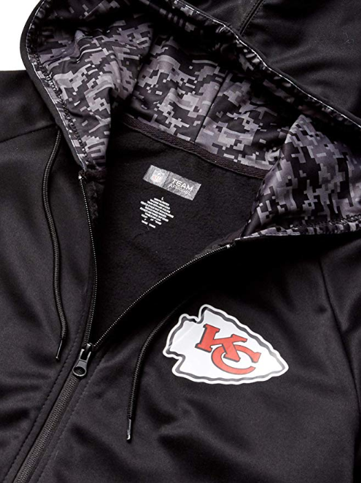 Zubaz NFL Men's Kansas City Chiefs Full Zip Digital Camo Hood Hoodie, Black