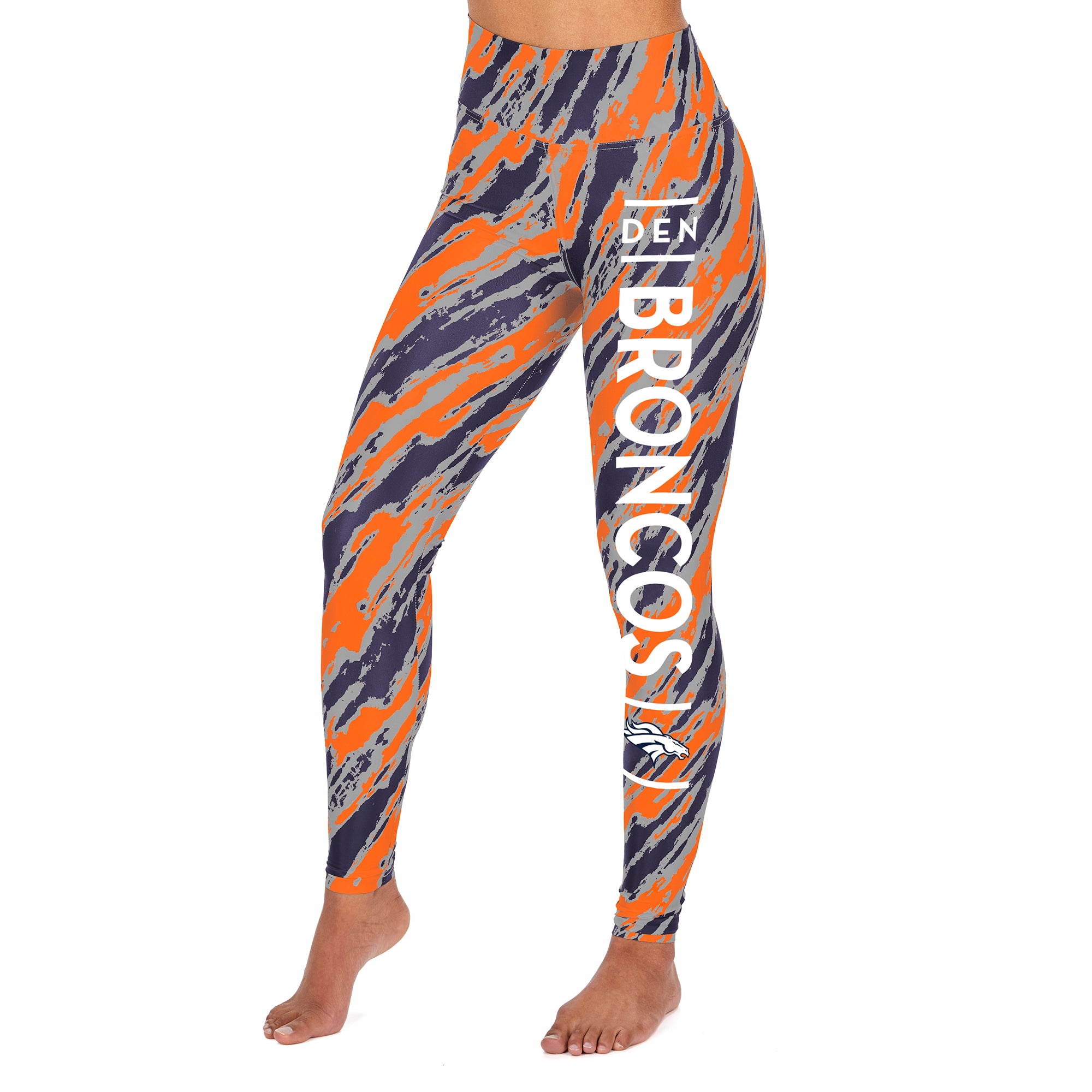 ZUBAZ NFL WOMEN'S DEN BRONCO DIAGONAL STREAK LEGGING XSMALL