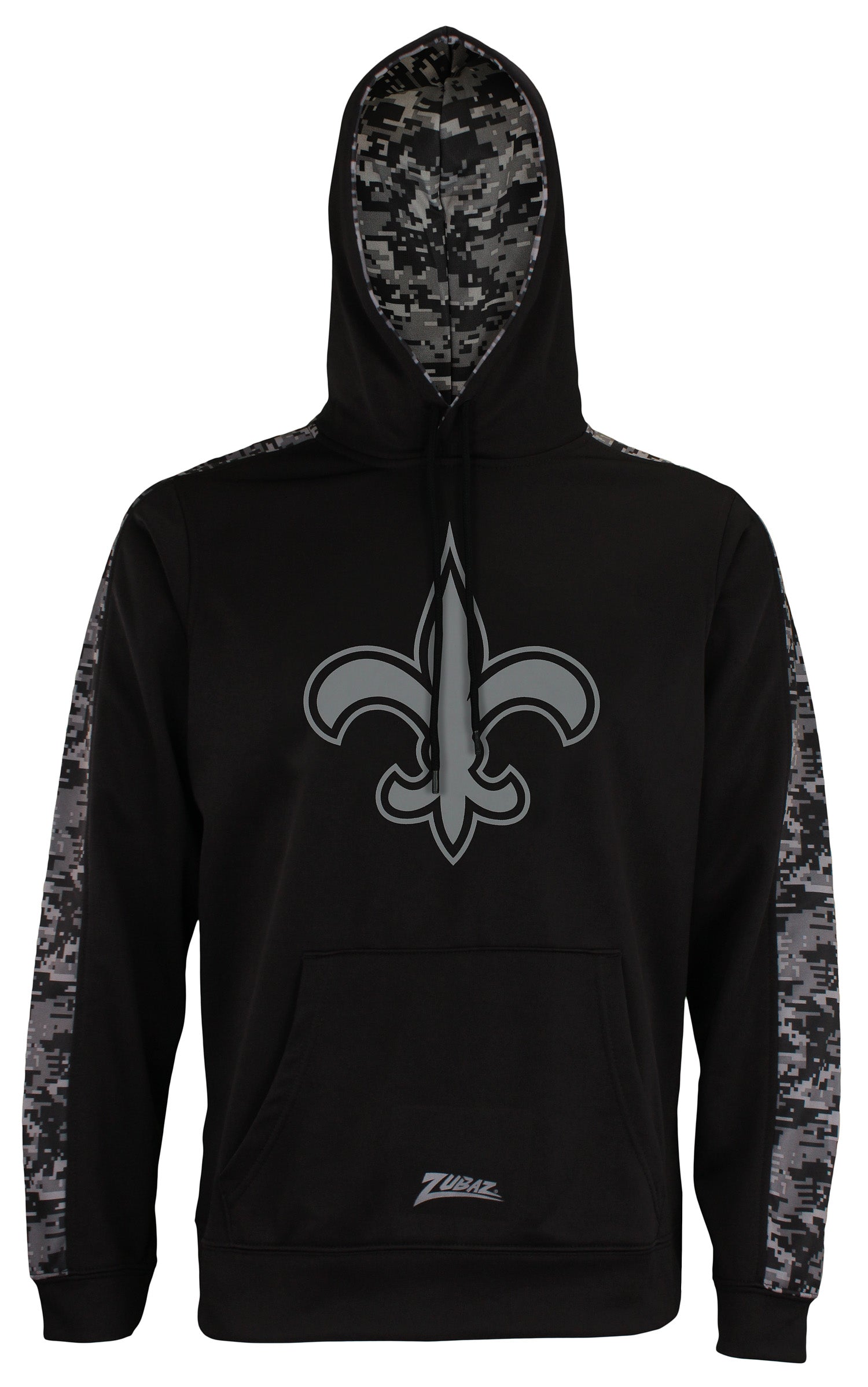 Zubaz Men's NFL New Orleans Saints Black Digi Camo Pullover Hoodie