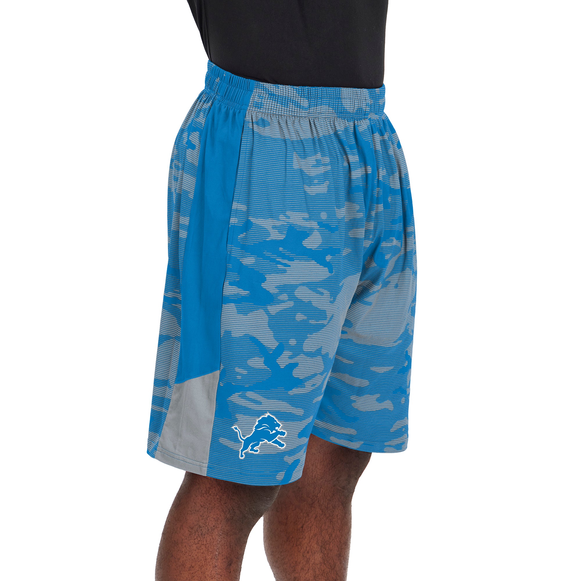 Zubaz Men's NFL Detroit Lions Lightweight Shorts with Camo Lines