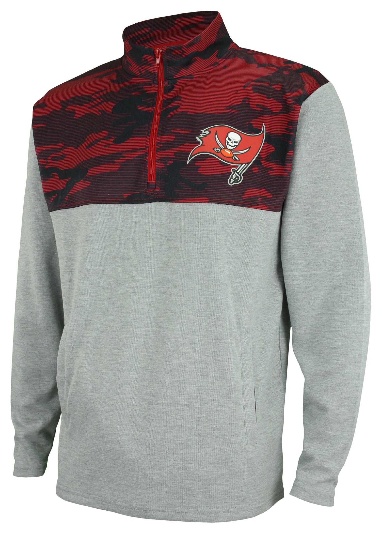 Zubaz Men's NFL Tampa Bay Buccaneers 1/4 Zip Fleece Pullover with Camo Lines