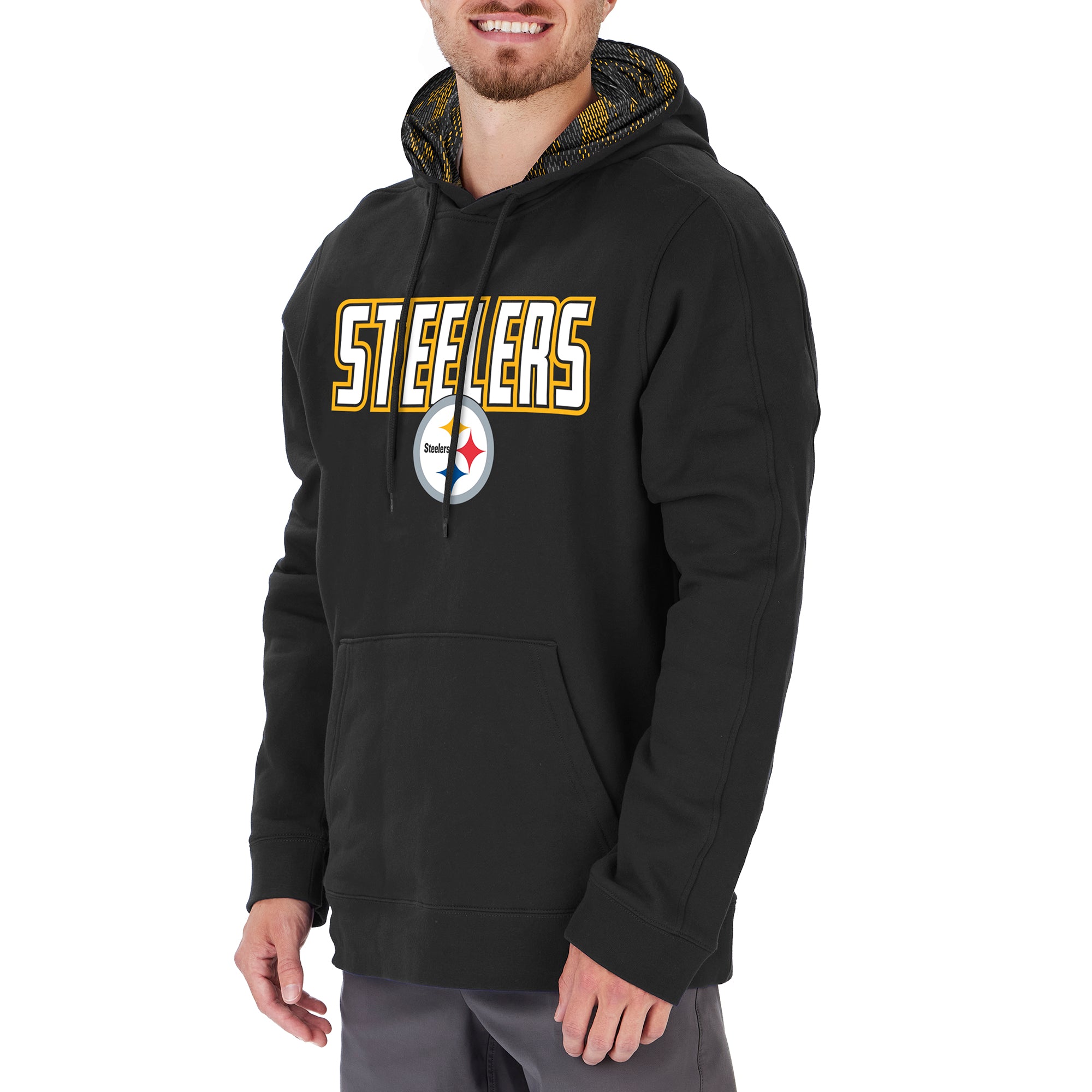 Zubaz Men's NFL Pittsburgh Steelers Viper Print Hoodie