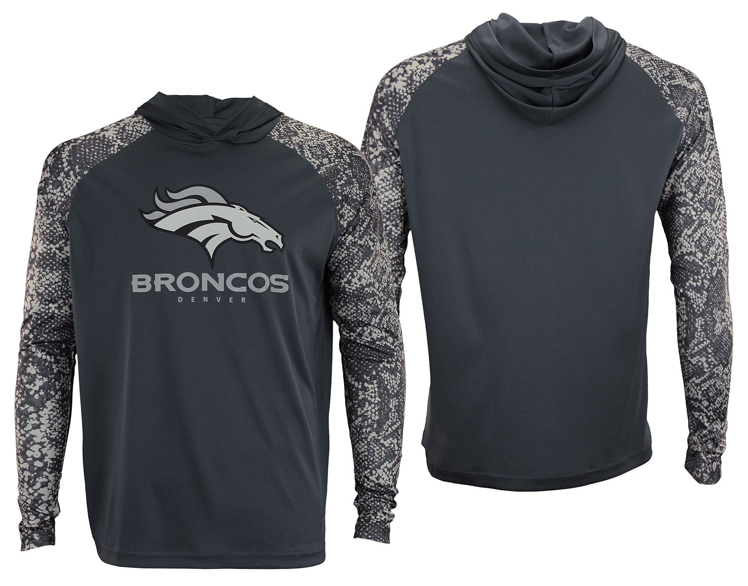 Zubaz NFL Men's Denver Broncos Gray Post Light Weight Hoodie