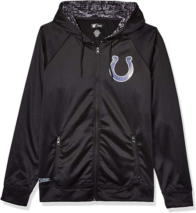 Zubaz NFL Men's Indianapolis Colts Full Zip Digital Camo Hood Hoodie, Black