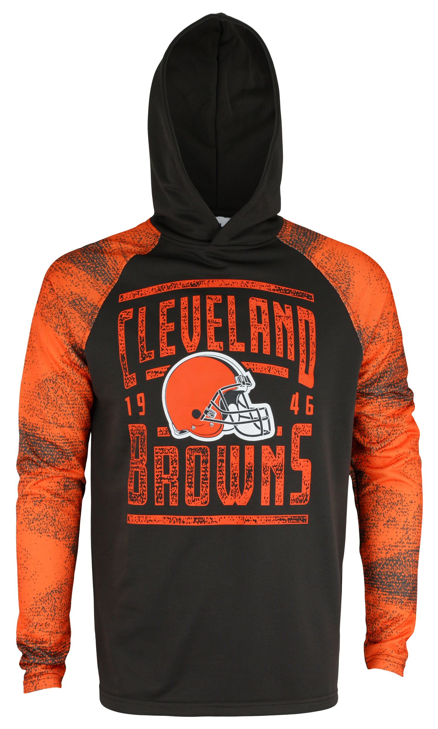 Zubaz NFL Men's Cleveland Browns Light Weight Pullover Hoodie with Static Sleeves