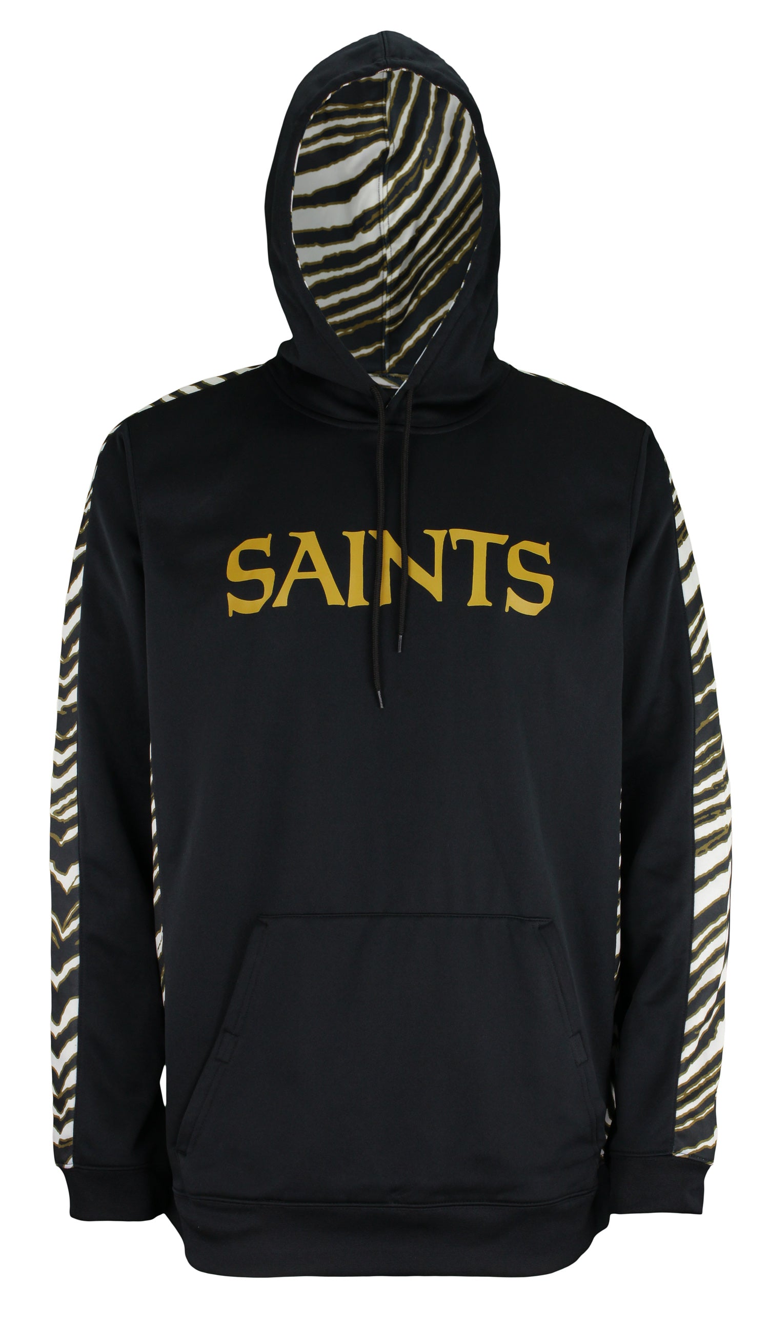 Zubaz NFL Men's New Orleans Saints Zebra Solid Hoodie, Black