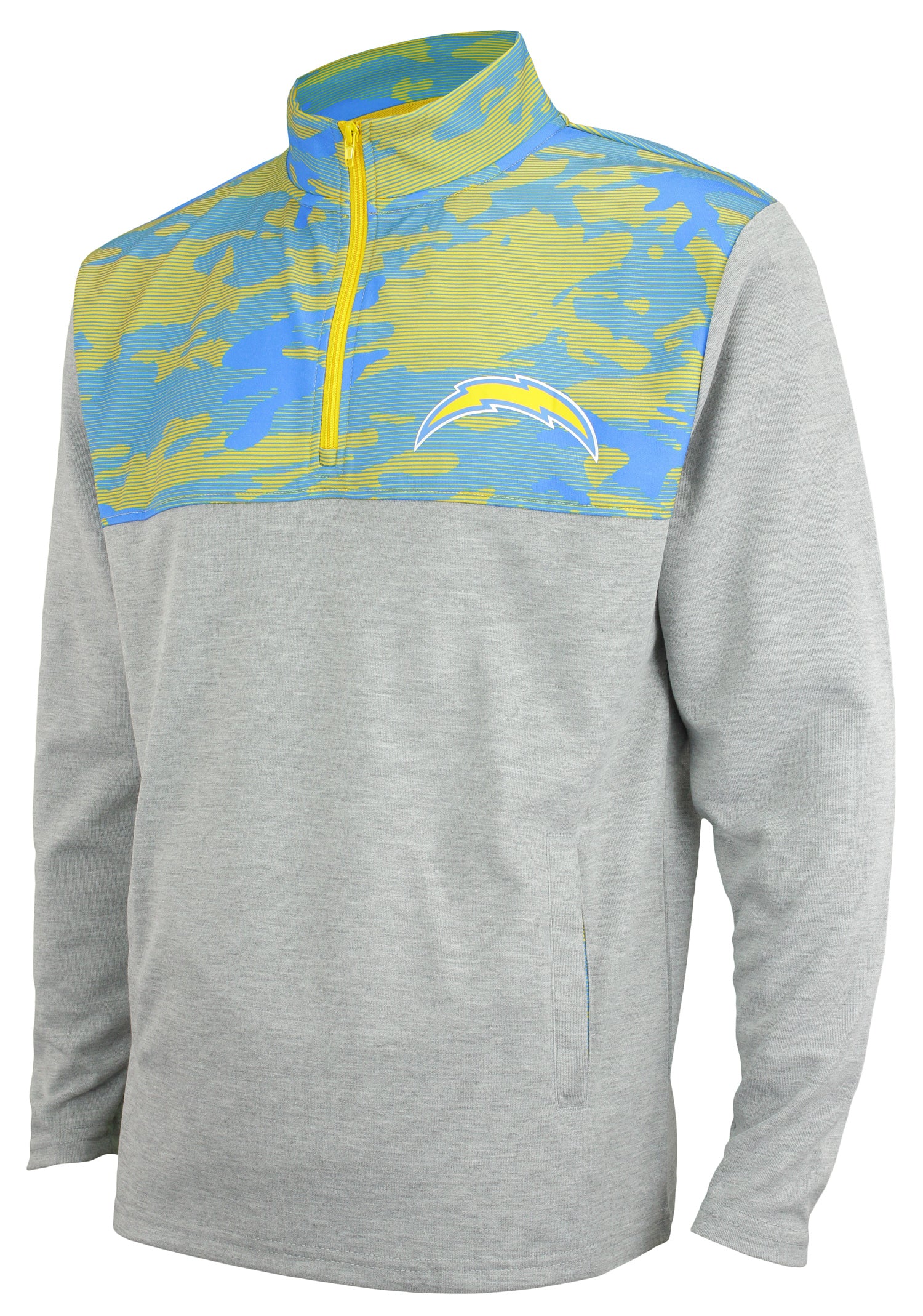 Zubaz NFL Men's Los Angeles Chargers 1/4 Zip Fleece Pullover With Camo Lines