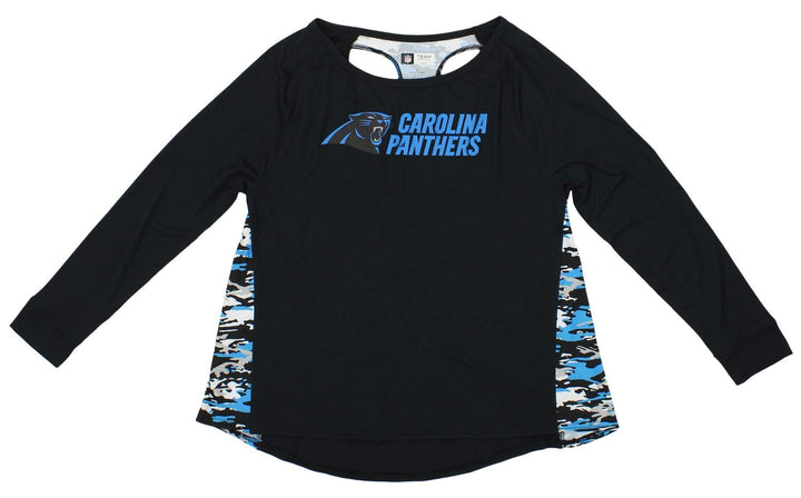 Zubaz Women's NFL Carolina Panthers Racer Back Shirt Top