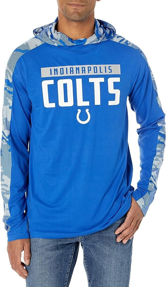 Zubaz NFL Men's Indianapolis Colts Lightweight Elevated Hoodie with Camo Accents