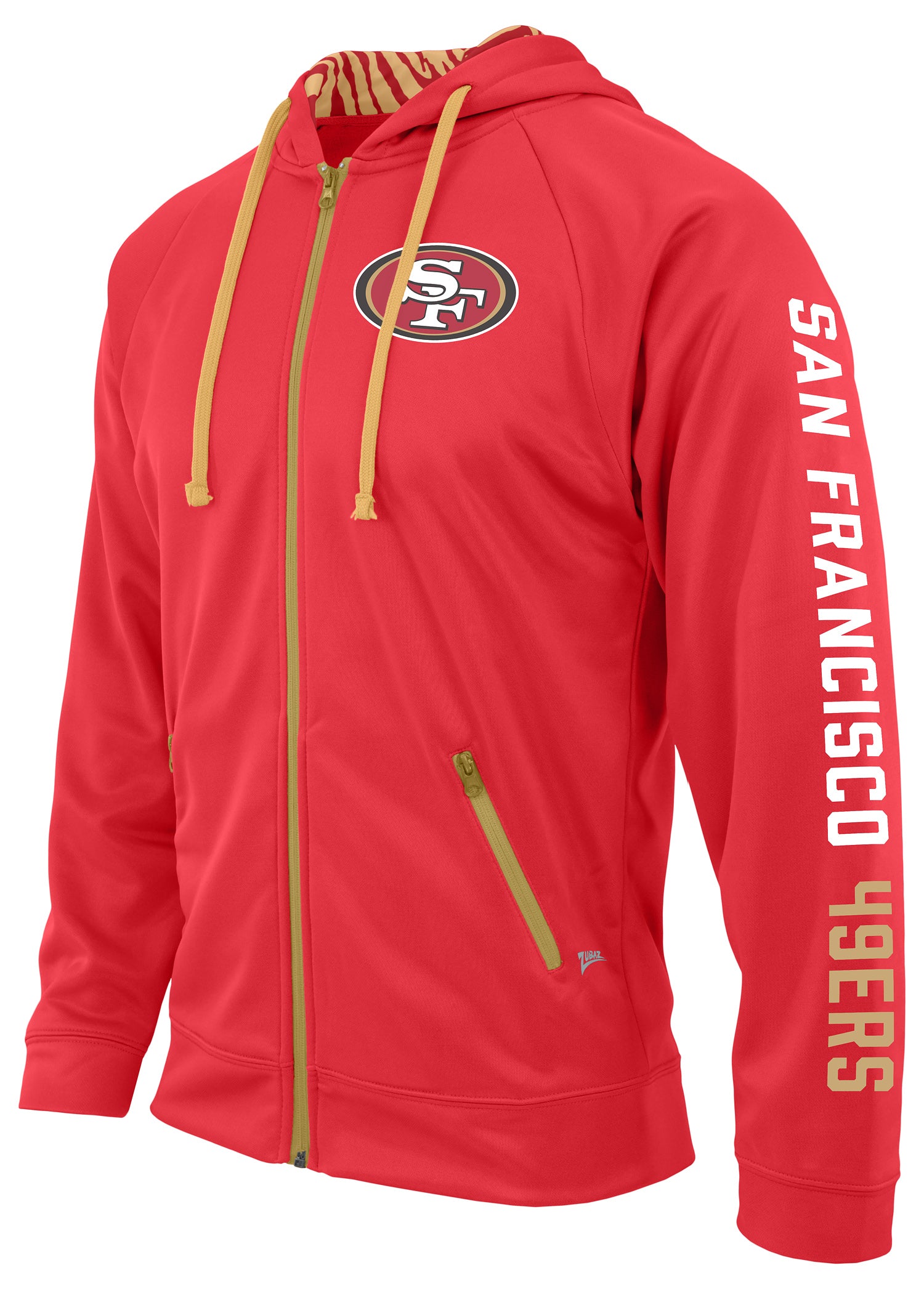 Zubaz NFL Men's Team Name and Logo Full Zip Hoodie San Francisco 49ers