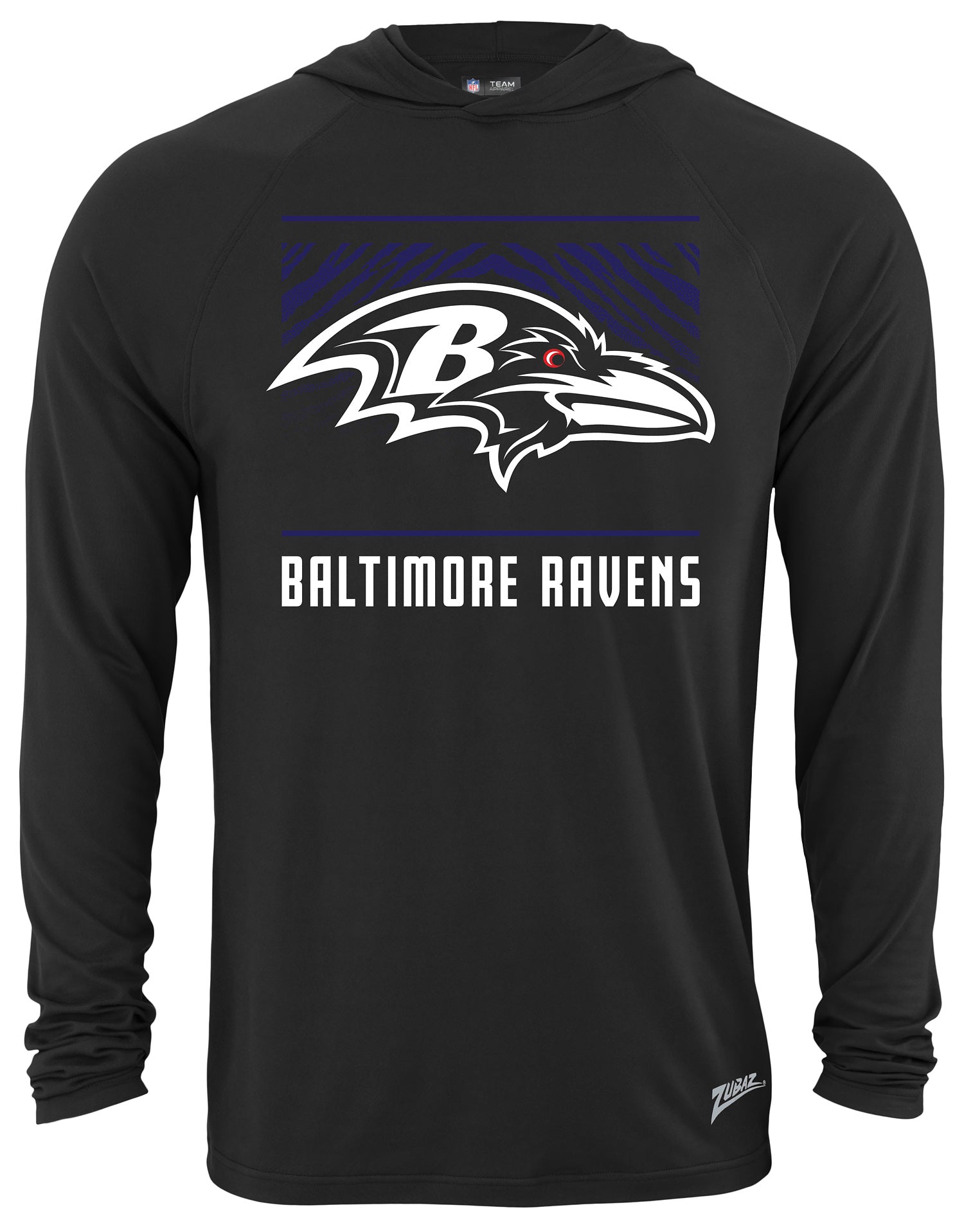 Zubaz NFL Men's Light Weight Team Color Hoodie, Alternate Tunnel Logo, Baltimore Ravens