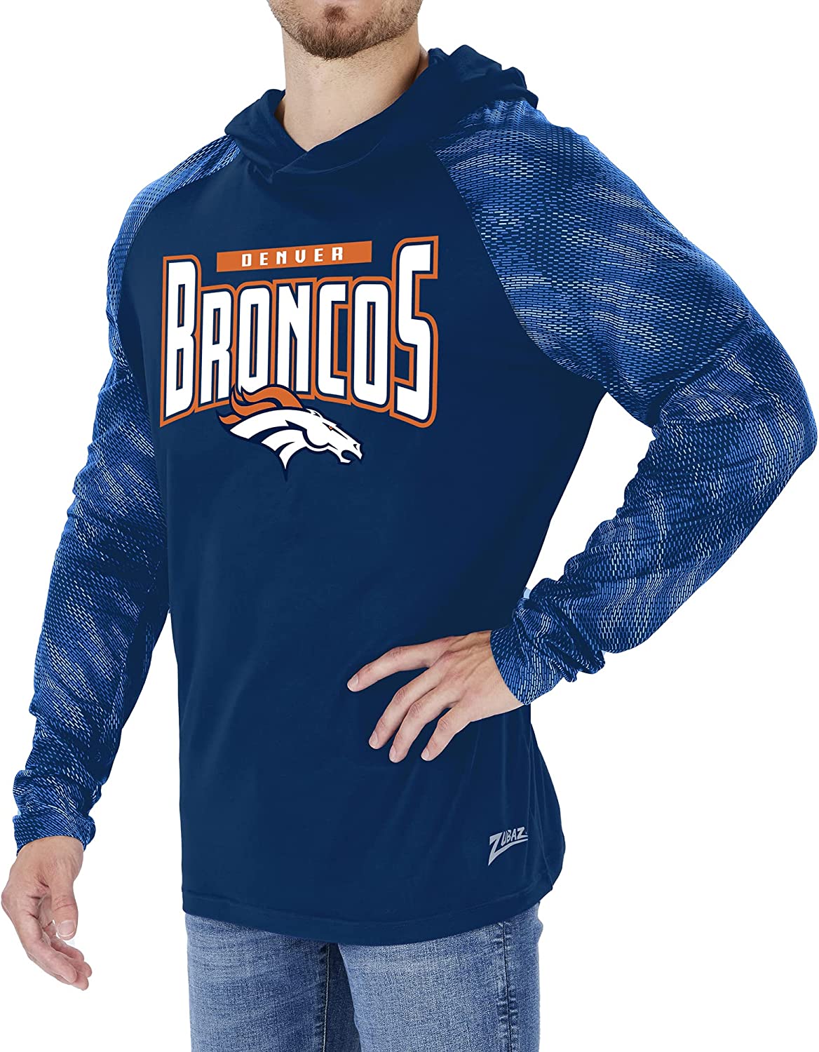 Zubaz Denver Broncos NFL Men's Team Color Hoodie with Tonal Viper Sleeves