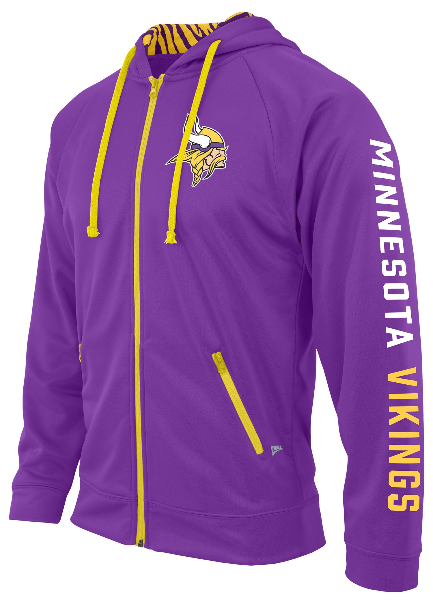 Zubaz NFL Men's Team Name and Logo Full Zip Hoodie Minnesota Vikings