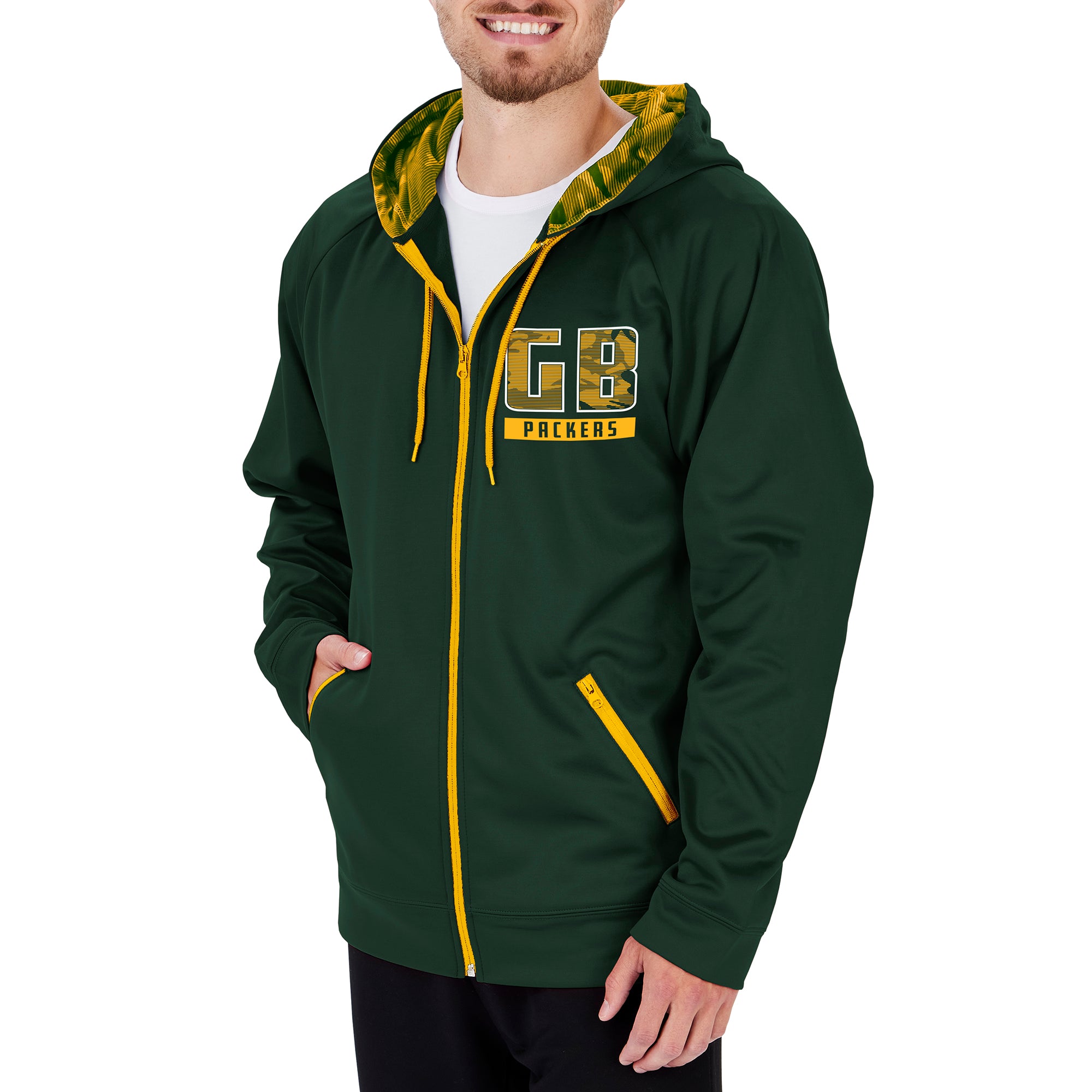 Zubaz Green Bay Packers NFL Men's Full Zip Hoodie with Team Color Camo