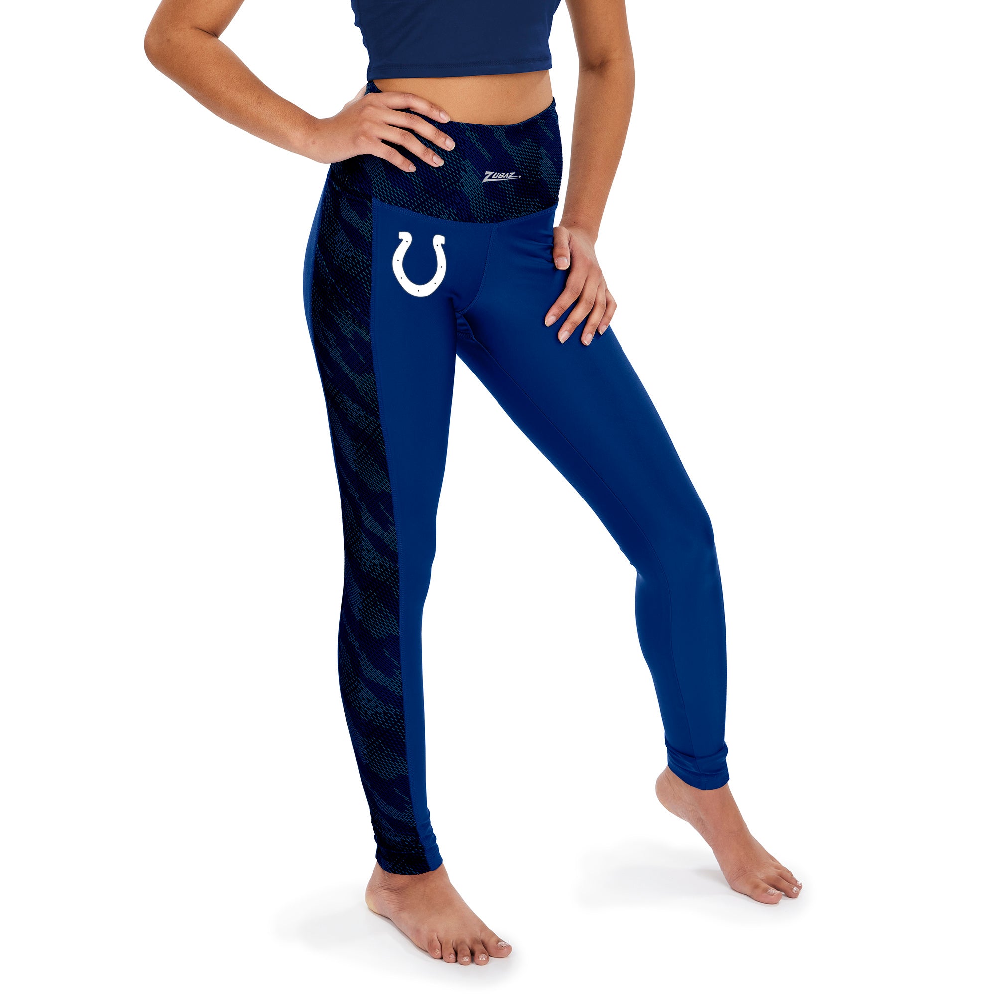 Zubaz NFL WOMEN'S INDIANAPOLIS COLTS SOLID ROYAL BLUE ELEVATED LEGGING W/ POCKETS & TONAL BLUE VIPER DETAIL