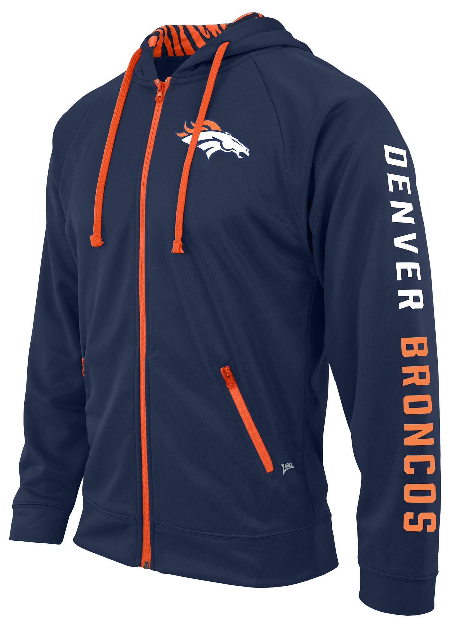 Zubaz NFL Men's Team Name and Logo Full Zip Hoodie Denver Broncos