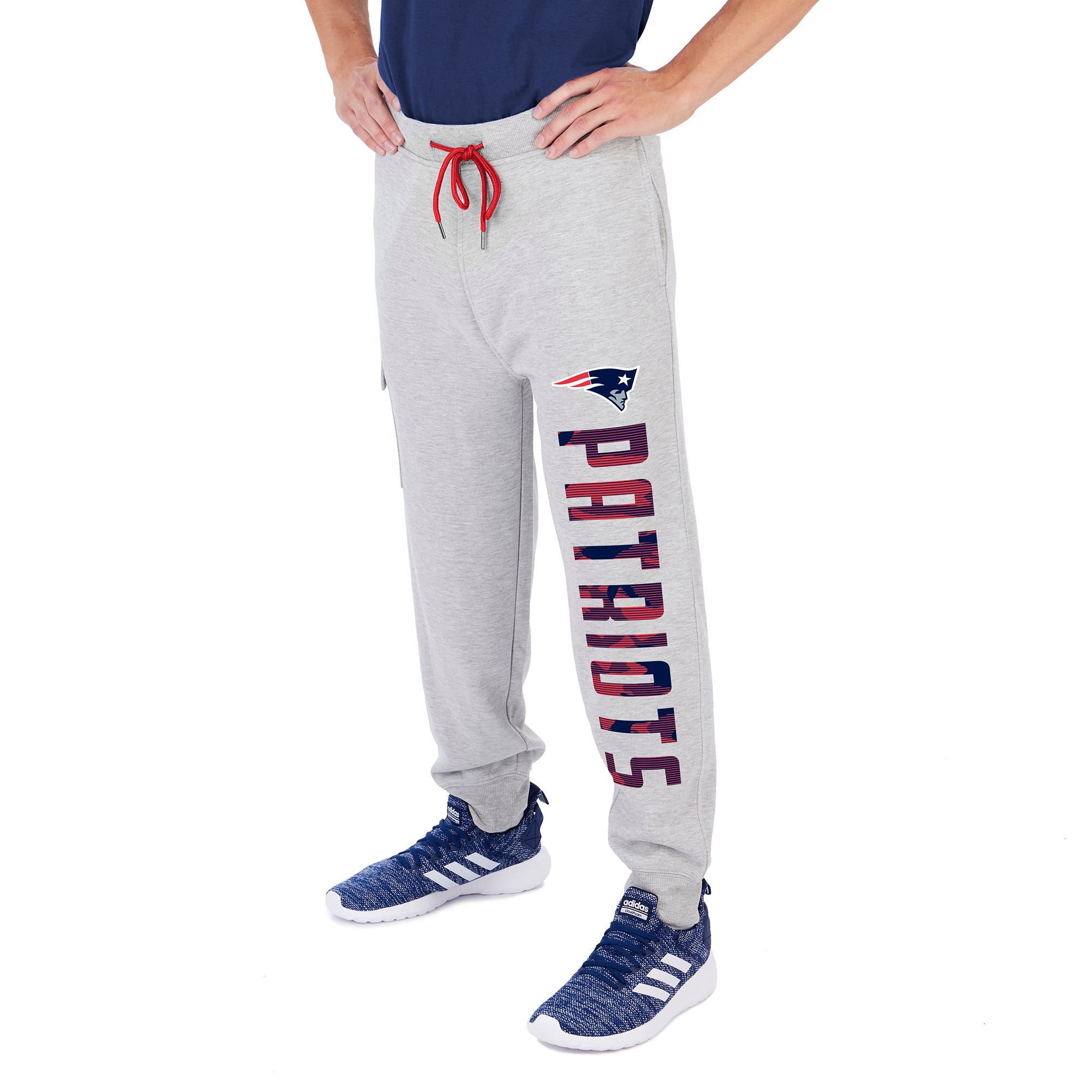 Zubaz Men's NFL New England Patriots Heather Gray Cargo Sweatpants