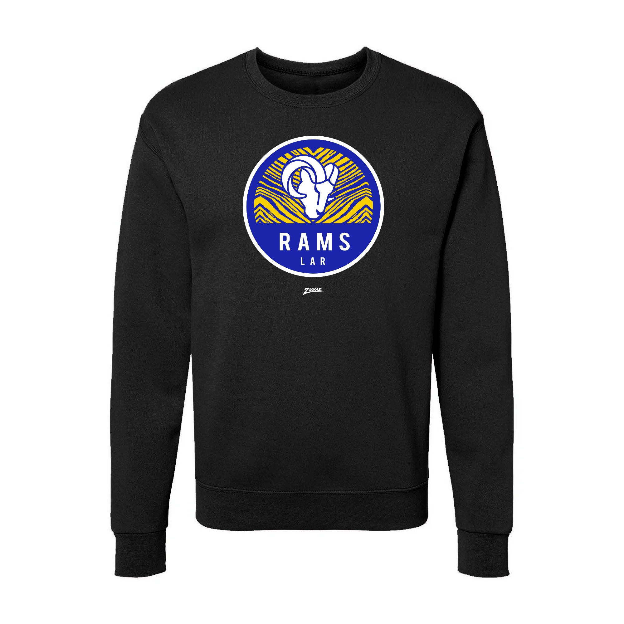 Zubaz NFL Los Angeles Rams Unisex Adult Men's & Women's Pullover Fleece Crew Neck Sweatshirt, Z2C Dime Back, Black