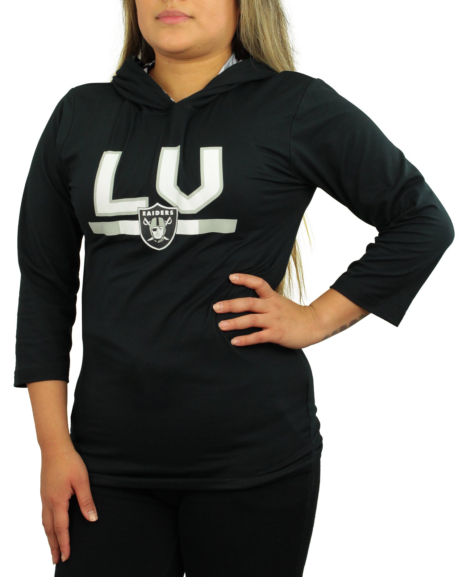 Zubaz NFL Women's Las Vegas Raiders Solid Team Color Lightweight Pullover