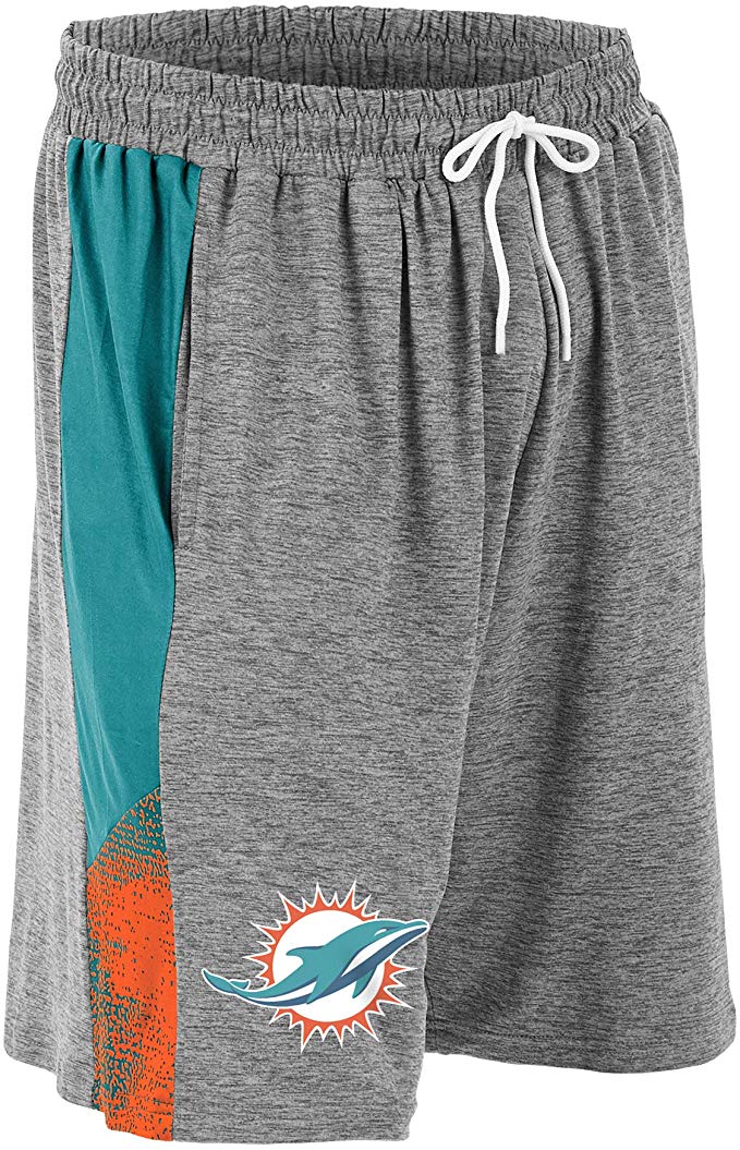 Zubaz NFL Football Mens Miami Dolphins Gray Space Dye Shorts