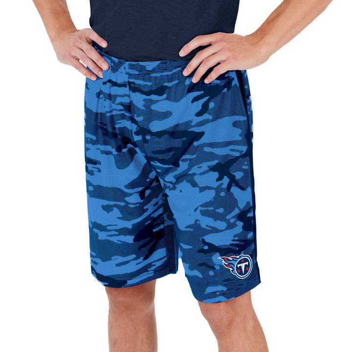 Zubaz Men's NFL Tennessee Titans Lightweight Camo Lines Shorts with Logo