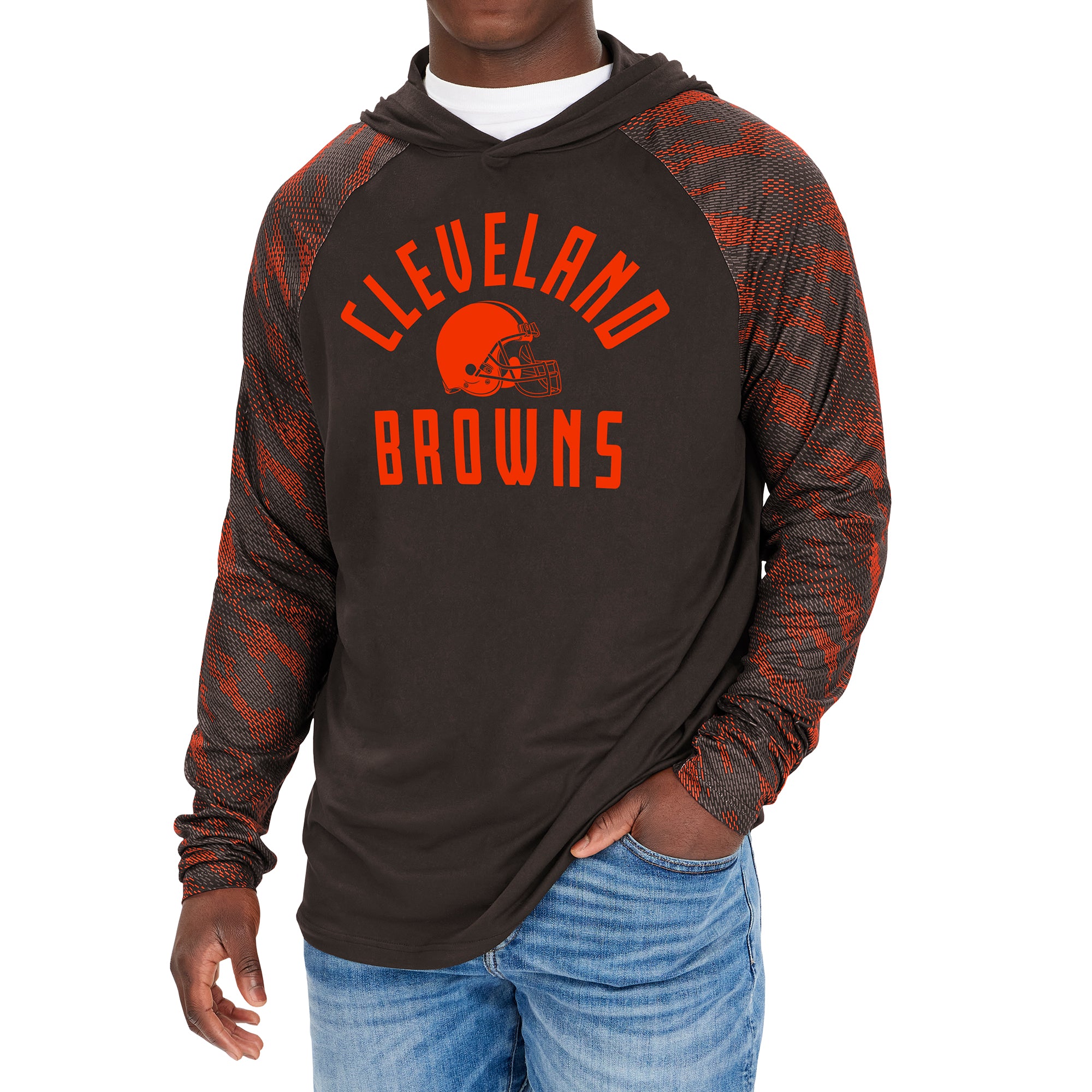 Zubaz NFL Men's Cleveland Browns Viper Print Pullover Hooded Sweatshirt